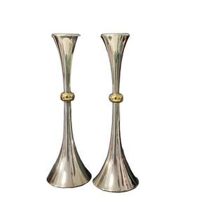 Dansk Designs Jens Quistgaard Japan Silver Plated Mid Century Pair Candlesticks